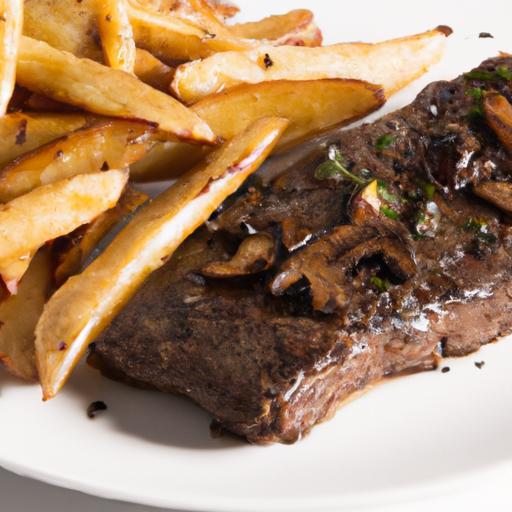 Savor Classic Steak Frites with Tangy Shallot Sauce Delight