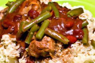 Hearty Harmony: Traditional Rice with Green Beans & Meat