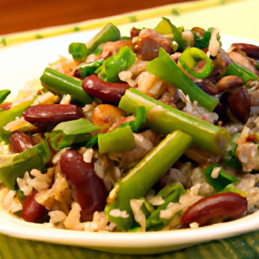 Hearty Harmony: Traditional Rice with Green Beans & Meat