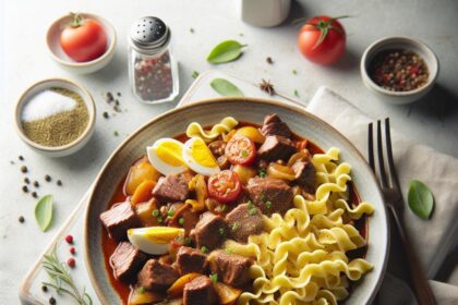 Hearty Beef Goulash with Egg Noodles: A Classic Comfort Food