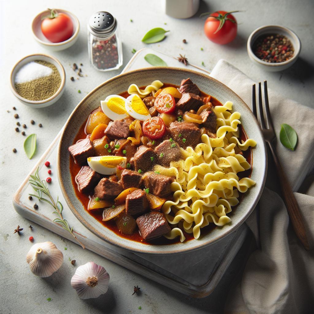 Hearty Beef Goulash with Egg Noodles: A Classic Comfort Food