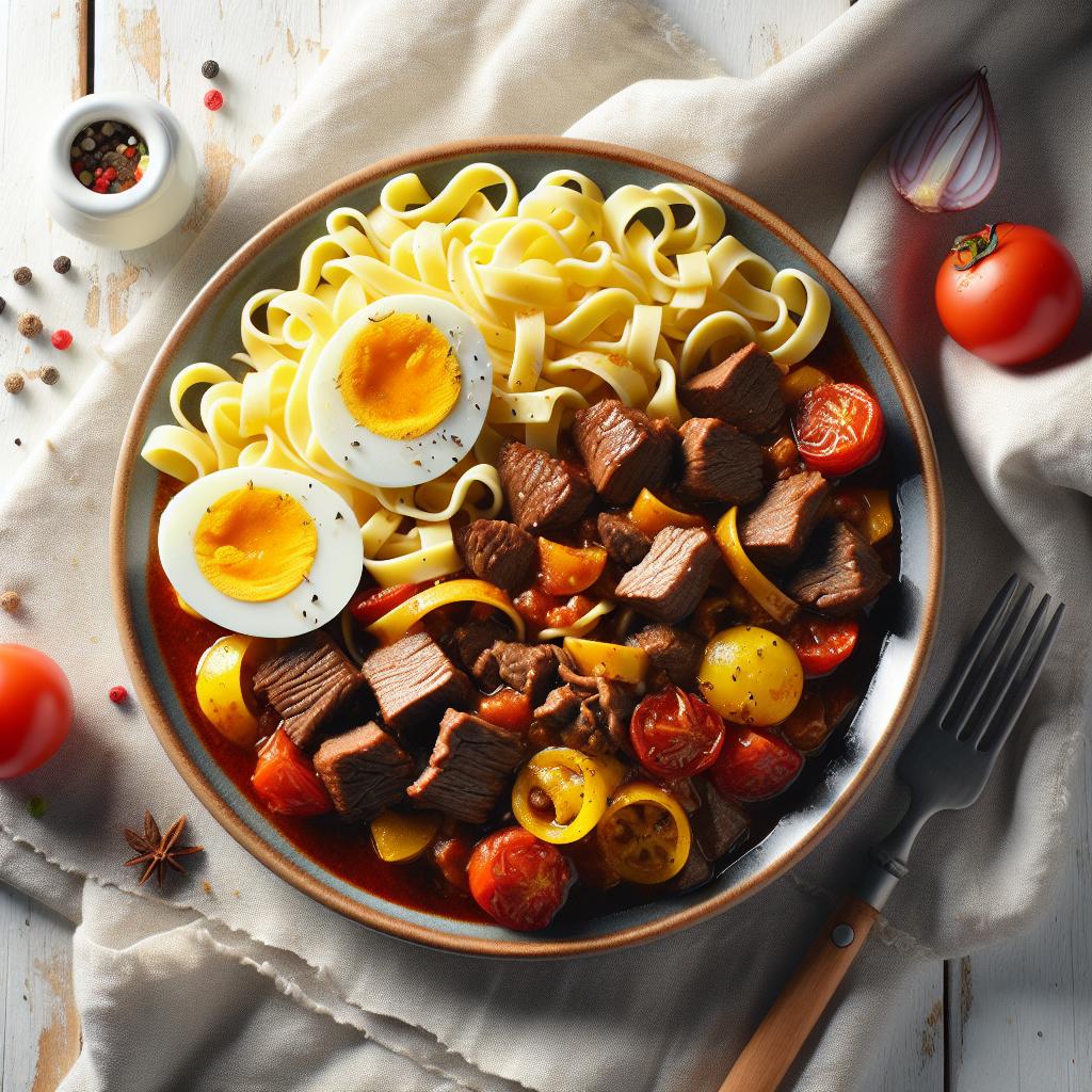 Hearty Beef Goulash with Egg Noodles: A Classic Comfort Food