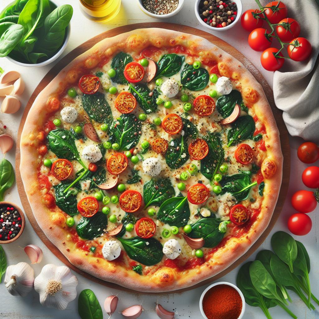 Savory Greek Roasted Garlic Spinach White Pizza Delight