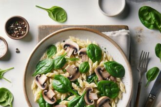 Savor Creamy Spinach & Mushroom Orzo: A Cozy Delight