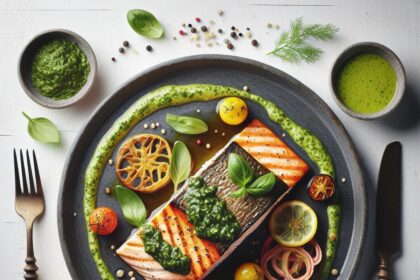 Savor the Flavor: Baked Salmon with Vibrant Pesto Twist