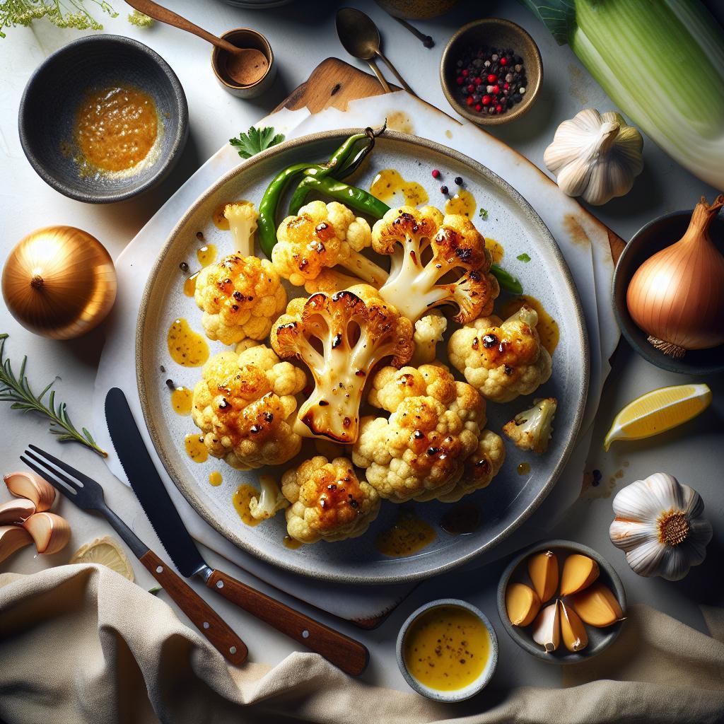 Golden Goodness: Roasted Cauliflower with Garlic Delight