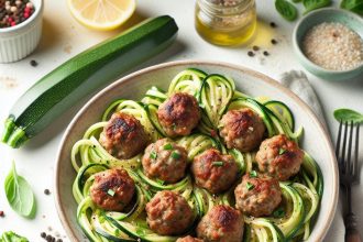 Wholesome Turkey Meatballs Over Fresh Zucchini Noodles