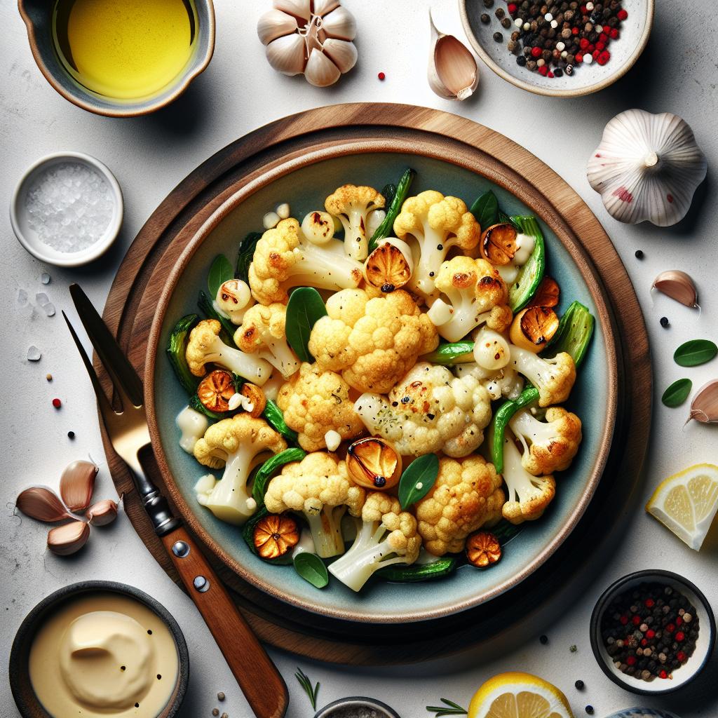 Golden Goodness: Roasted Cauliflower with Garlic Delight